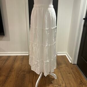 HOLLISTER Small White High Waisted Tiered Maxi Skirt Formal Casual